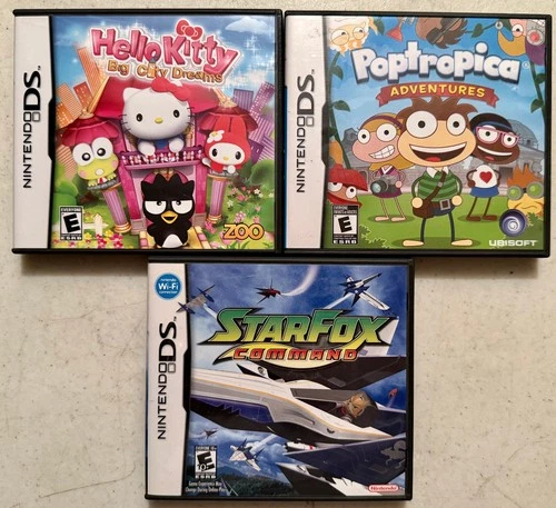 Nintendo DS Game Lot Of 3: Hello Kitty, Poptropica & StarFox Command VGC