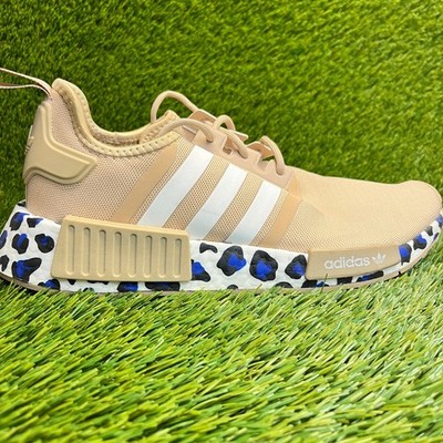Adidas NMD_R1 Womens Size 9 Beige Blue White Athletic Running Shoes Sneakers