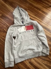 Tommy Hilfiger Boys Gray Pullover Hoodie Sweatshirt M 8-10 Embroidered Logo