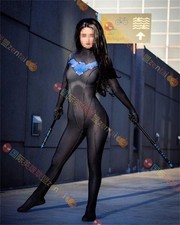 Lady Nightwing Jumpsuit Superhero Cosplay Costume Adult Kids Halloween Bodysuit
