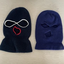  2 Vintage Knit Ski Mask 3 Hole Winter Beanie Stick Up Robber