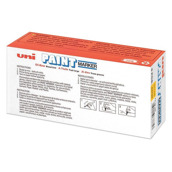 Uni-Paint 63735 Permanent Marker, Large Tip, Yellow Color Family, Paint, 6 Pk