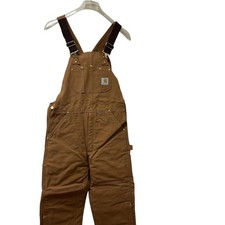 Vtg Carhartt Duck Zip to Knee Bib Overalls Quilt Lined R02 BRN 44 X 28 NEW NOS
