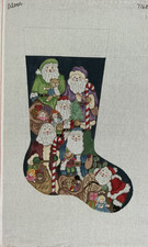 Lots of Santas Christmas Stocking Needlepoint Canvas 18 Mesh 21" Alexa 7168