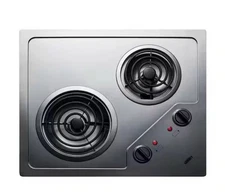 SUMMIT Appliance 21 in. Coil Electric Cooktop in Stainless Steel with 2 Elements