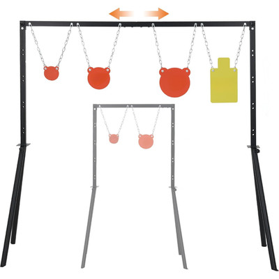 AR500 Steel Target System 3 Gongs & 1 Torso Adjustable Height Width Stand, Black