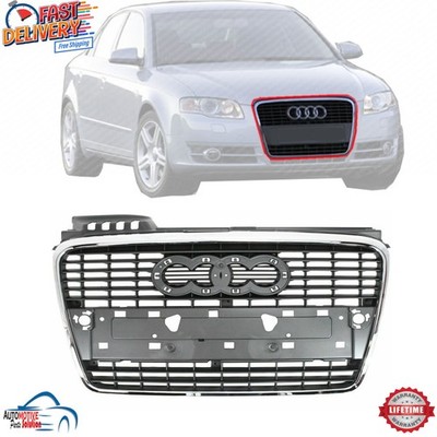 NEW FRONT GRILLE CHROME SHELL WITH GRAY INSERT FOR 2005-2009 AUDI A4 AU1200112