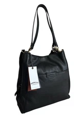 American Leather Co. Triple Entry Leather Shoulder Bag Dual Strap NWT