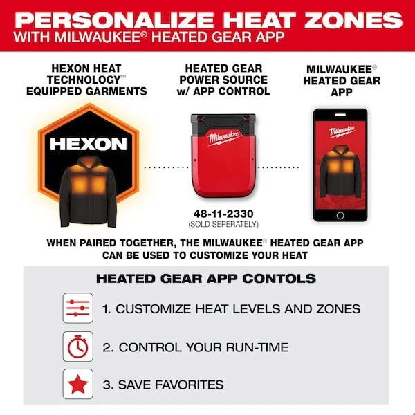 Chaqueta para hombre Milwaukee Tool M100b-21L M12 Heated Toughshell, negra, calienta 3 a Foto 2 de 4