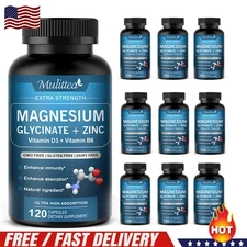 Magnesium Glycinate 500mg with Zinc,D3 Improved Sleep, Stress , Anxiety Relief