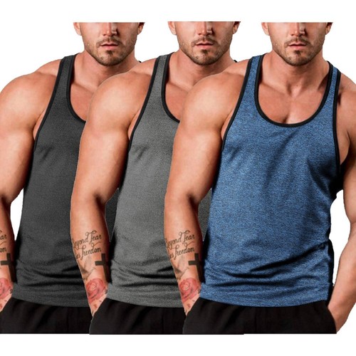 Tank Tops Men's 3 Pack Quick Dry Workout Gym Muscle Sleeveless T Shirts