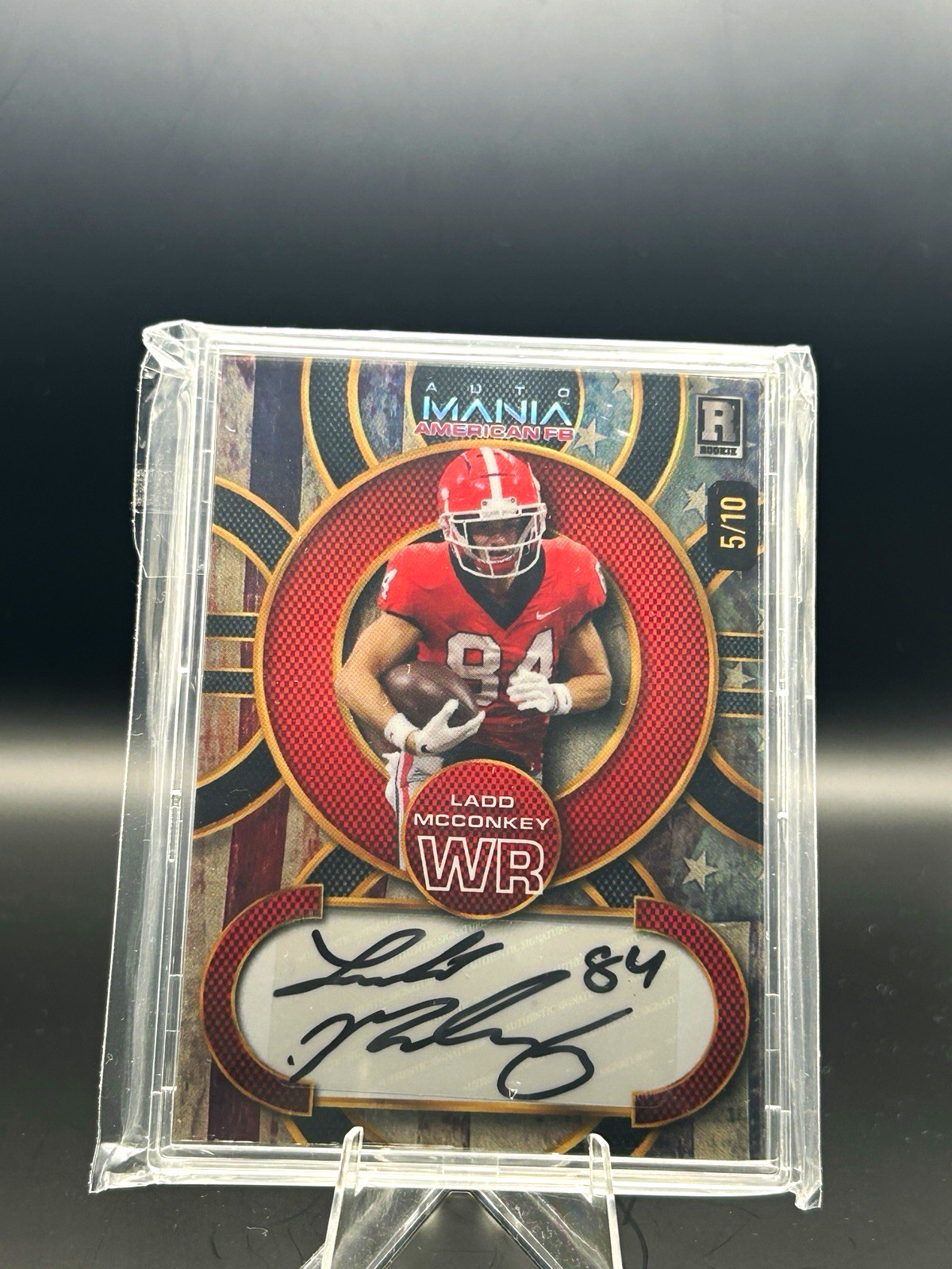 2024 Wild Card Auto Mania American FB Ladd McConkey Georgia Auto RC AMAC-LM /10