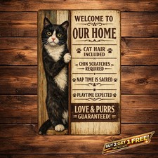 Cat Your Friend Partner Metal Tin Sign Retro Feline Home Wall Decor 8x12