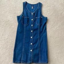 GAP DENIM WOMANS SIZE 8 SLEEVELESS DRESS, VINTAGE, BUTTONS, CHEST POCKETS