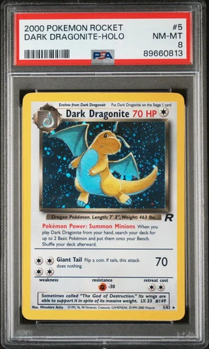 2000 Pokemon Rocket Dark Dragonite Holo PSA 8 #5