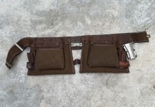 Vintage Nicholas Carpenter Apron Heavy Fine Durabuilt Brown Leatherlike No. 1590