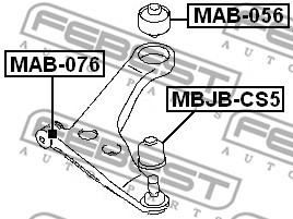 CONTROL ARM WISHBONE BUSH LOWER FRONT REAR FEBEST MAB-056 V NEW OE REPLACEMENT - Picture 3 of 7
