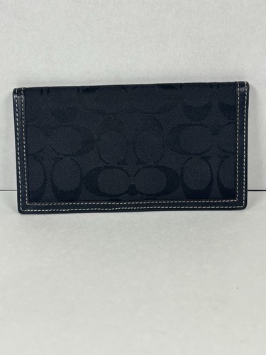 Coach Signature Jacquard zweifach faltbarer Scheckbucheinband schwarz