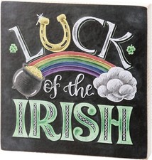 Primitives By Kathy St Patricks Day Sign Luck of the Irish Home Decor Chalk Art