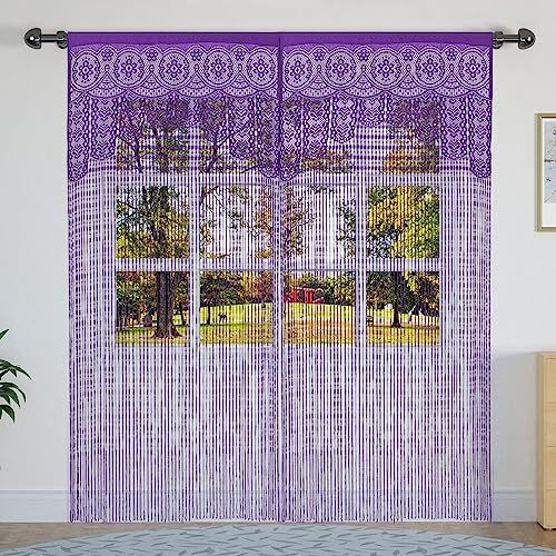 Macrame Lace Door String Curtain for Doorways,Room Divider Doorway 1 Purple - Bild 3 von 6