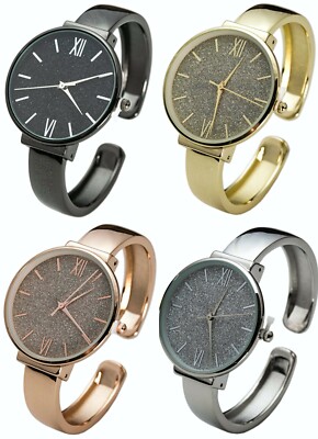 Blekon Collections Japanese Quartz 36mm Case Glitter Face Metal Bangle Watch