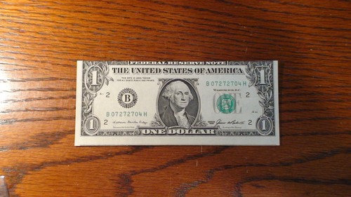 1985 One Dollar Federal Reserve FAULTY ALIGNMENT ERROR NOTE NEW YORK $1.00 Bill! - Picture 1 of 4