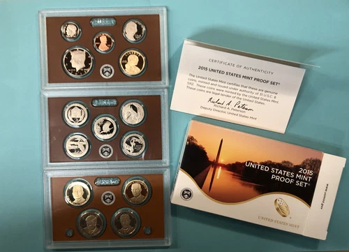 2015-S UNITED STATES MINT PROOF SET with COA & Box - 14 US Coins