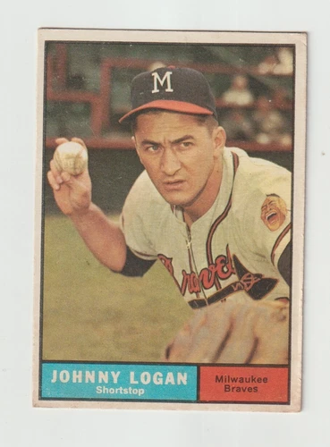 1961 Topps Johnny Logan #524 High Number Milwaukee Braves EX *BCGUYS*