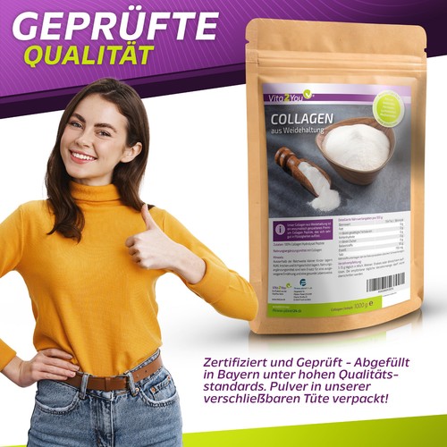 Vita2You Collagen 1000g - Weidehaltung - Kollagen Pulver - 1kg- Premium Qualität - Bild 7 von 9