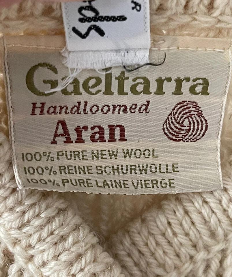 Suéter Gaeltarra Harrods Mujer Pequeño 34 Aran Telar a Mano Lana Irlanda Cárdigan Foto 3 de 4