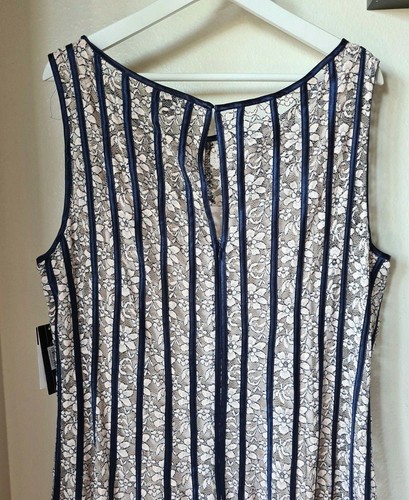 SLNY SL Fashions New York Damen Spitzen Etui-Kleid champagner marineblau 18 W, neu mit Etikett $ 119 - Bild 4 von 9
