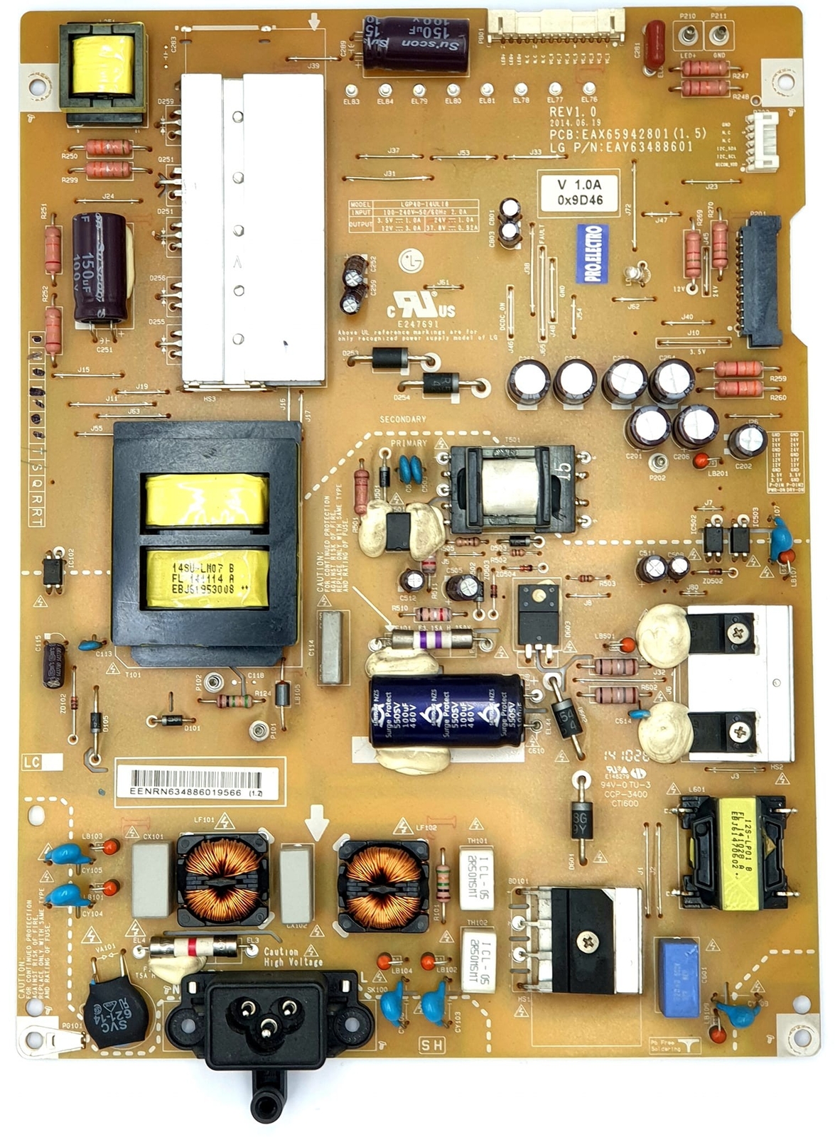 Carte D'alimentation (PSU) Pour TV LG 42LF65-ZC - Réf: EAY39702801 / PSU-4178s122705