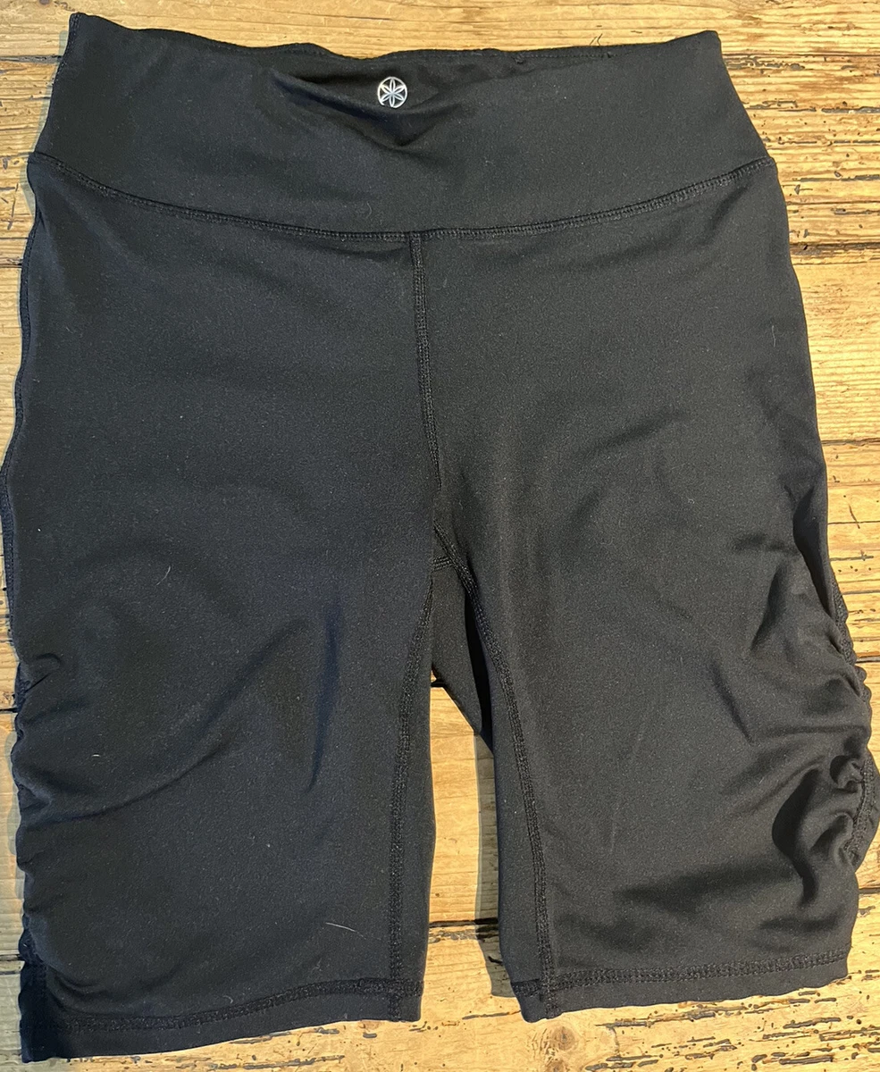 GAIAM Womens Size S Black Biker Shorts With Gathering On Side eBay