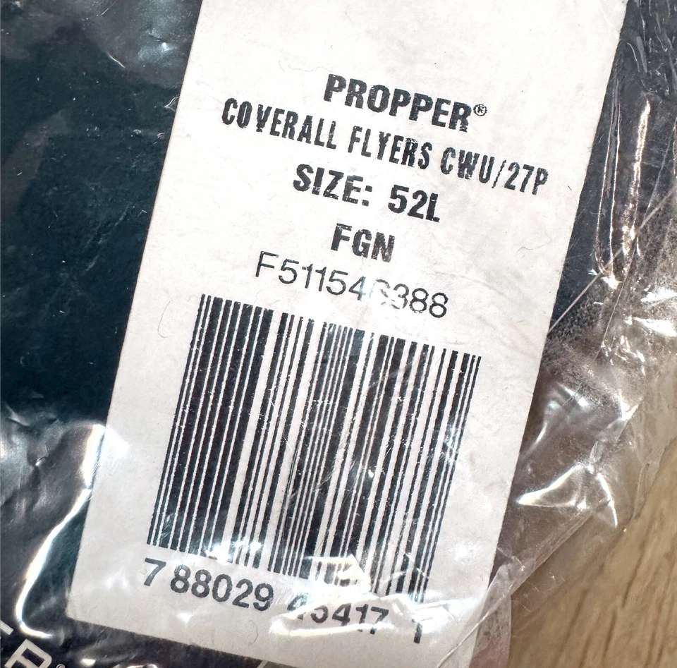 Propper CWU 27P Flame Resistant NOMEX YACL Flight Suit Coverall Men's 52* Long - Image 4 of 4