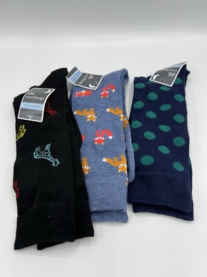West Loop Men's Dress Socks Size 6-12 Giraffe, Fox and Polka Dot Patterns 3 Pair