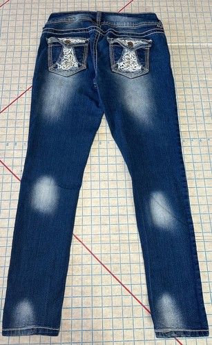 Bongo Skinny Jeans 10 Distressed Mom High Rise Spandex 30x28.5 Jeweled - Picture 11 of 18