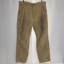 Carhartt Double Knee Pants 34x30 Mens Brown Canvas Relaxed Fit Distressed READ