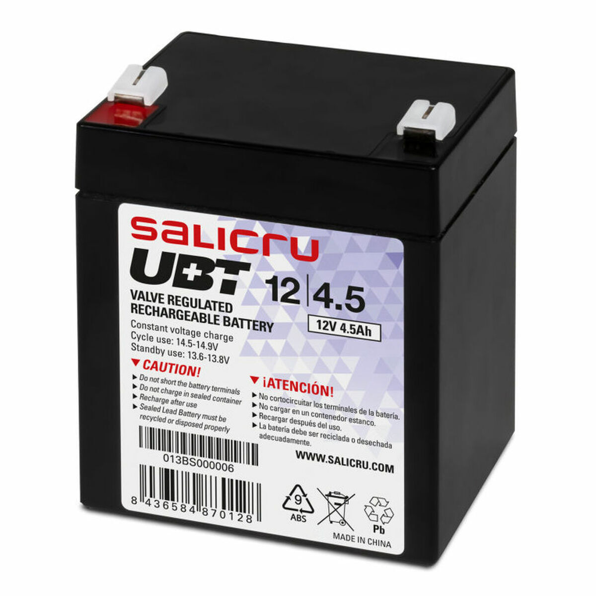 Batteria per Gruppo di Continuità UPS Salicru UBT 12/4,5 VRLA 4.5 Ah 4,5 AH 1