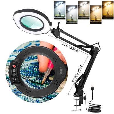 72LED 8X/10X Illuminated Magnifier USB 3 Colors LED Magnifying Glass Soldering