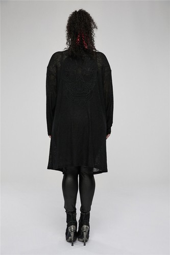 Punk Rave Female Plus Size Skull Decoration Dark Hellow-out Long Tops Loose Coat - Picture 10 of 21