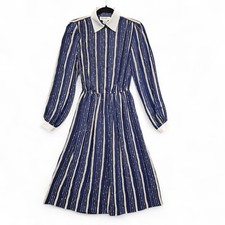 Vintage BGB Dress Women 6 Blue Collared Wednesday Dark Academia Librarian Chic