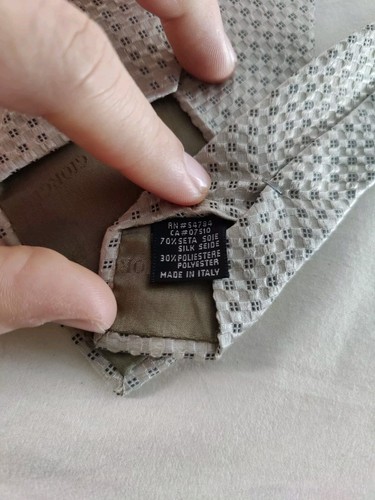 Giorgio Armani Cravatte Men’s Tie Gray Checkered Pattern Silk Blend Necktie - Picture 6 of 7