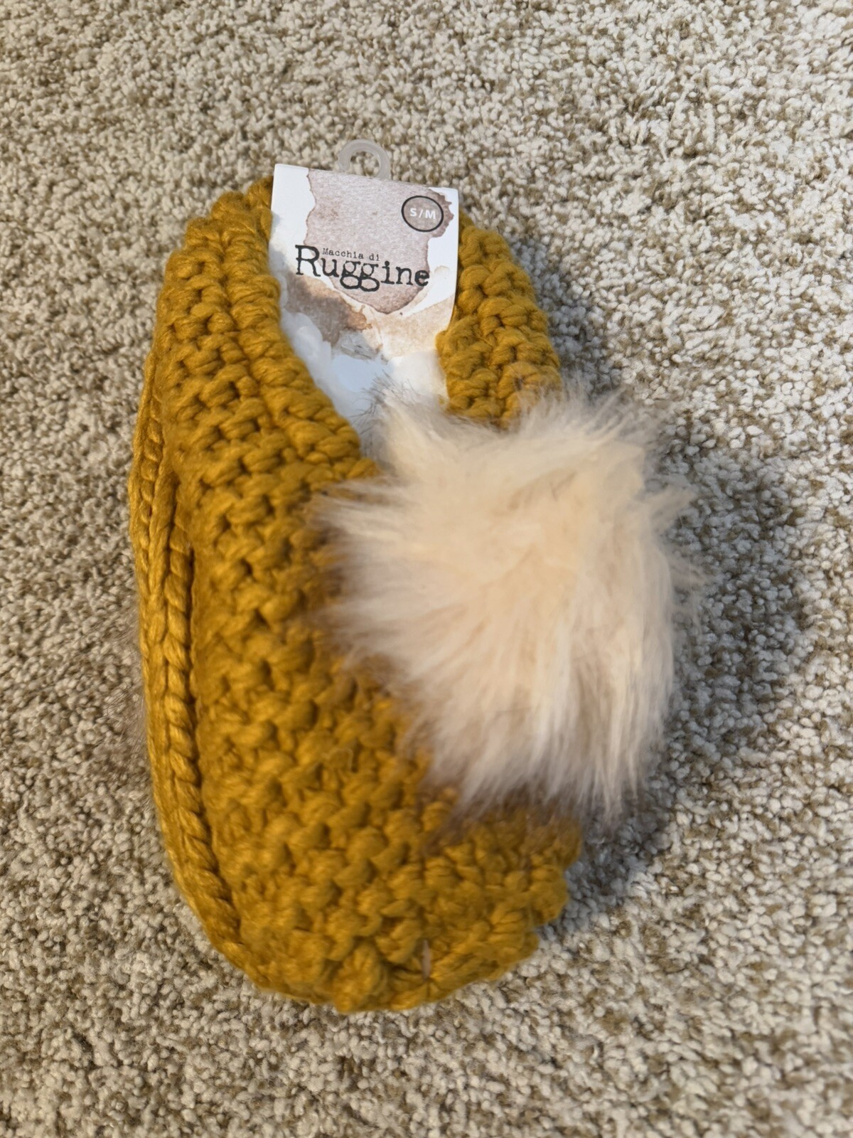 PANTOFOLA D’ORO pantofola donna ruggine in maglia gialla taglia S M nuova con etichetta