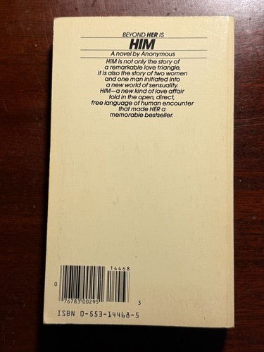Him Anonymous A Bantam Book 1980 1980s Vtg PB BK - Picture 3 of 3