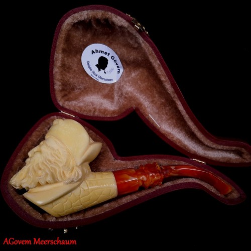 Pipa para fumar espuma de mar pirata vikingo, pipa de tabaco tallada en turco AGM-1102 - Imagen 11 de 12