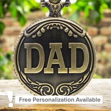 "DAD" Pocket Watch Vintage Bronze Look, Perfect Gift for Fathers Day, Daddy