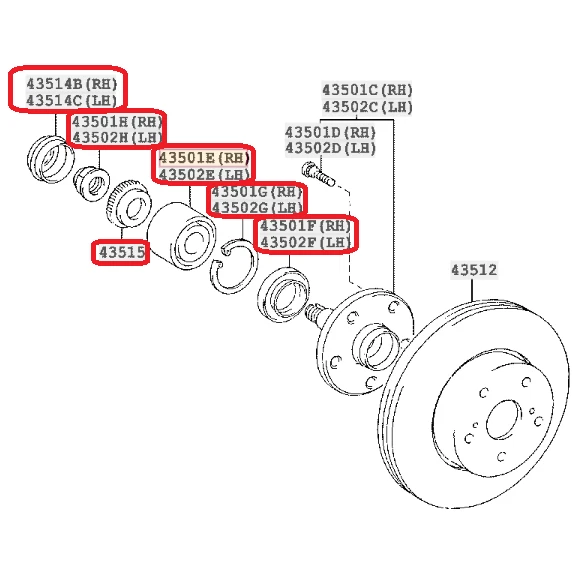 OEM Lexus 2001-2005 IS300 ALTEZZA Front Axle Hub Bearing Overhaul set Genuine - Изображение 2 из 4
