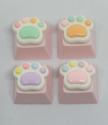 Set of 4 dog paw print key caps for me mechanical keyboard Cherry MX pink