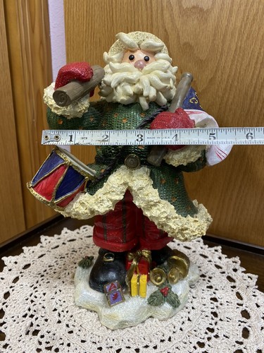 Santa with Drum and Flag ~ Vintage ~ glitter finish. RARE - Picture 7 of 10