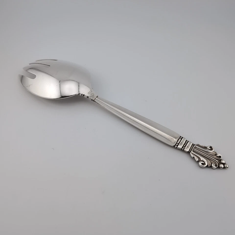 Garfo de servir Georg Jensen Acanthus prata esterlina - 8 7/8" - Sem monograma - Imagem 2 de 3